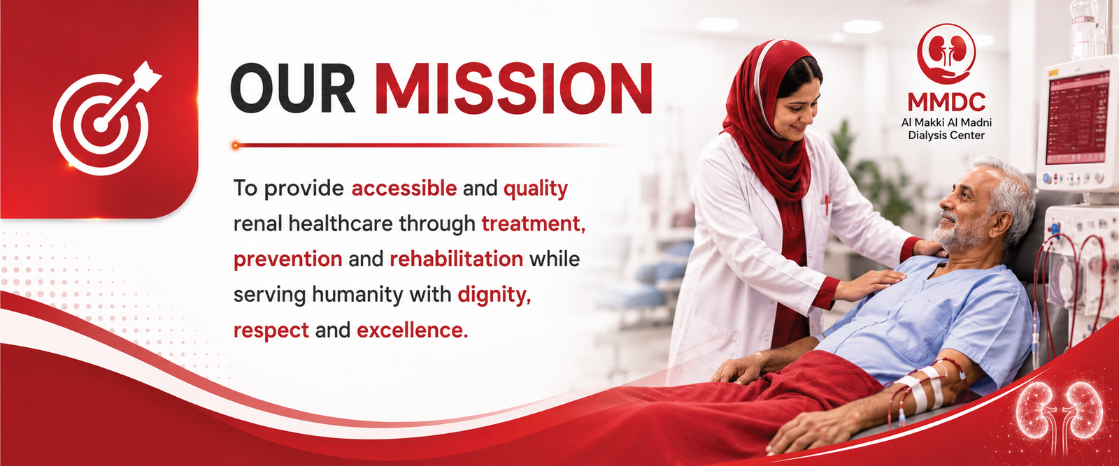 MMDC Al Makki Al Madni Dialysis Center Pakistan providing free dialysis, free medicines, free laboratory tests, free transport and free ration for kidney patients through donor support.