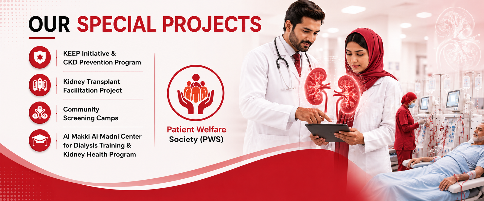 MMDC Al Makki Al Madni Dialysis Center Pakistan providing free dialysis, free medicines, free laboratory tests, free transport and free ration for kidney patients through donor support.